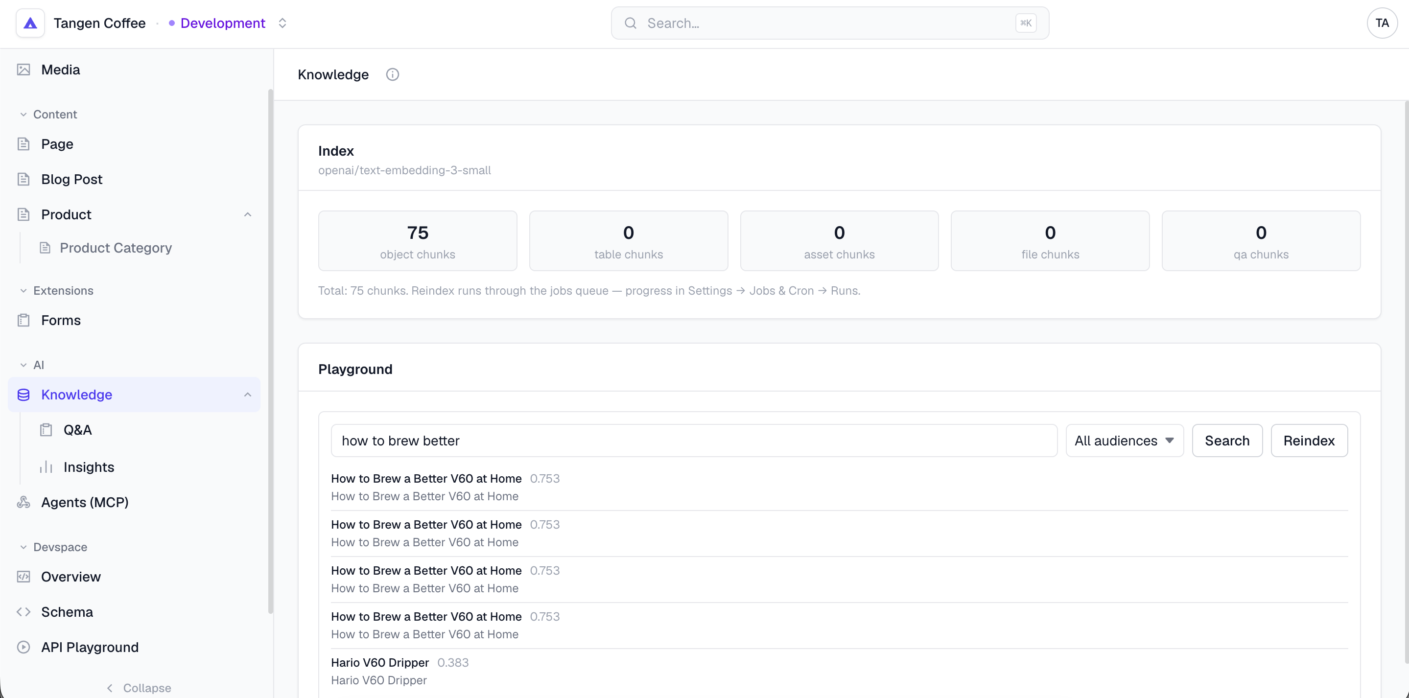 Knowledge base with cited answers