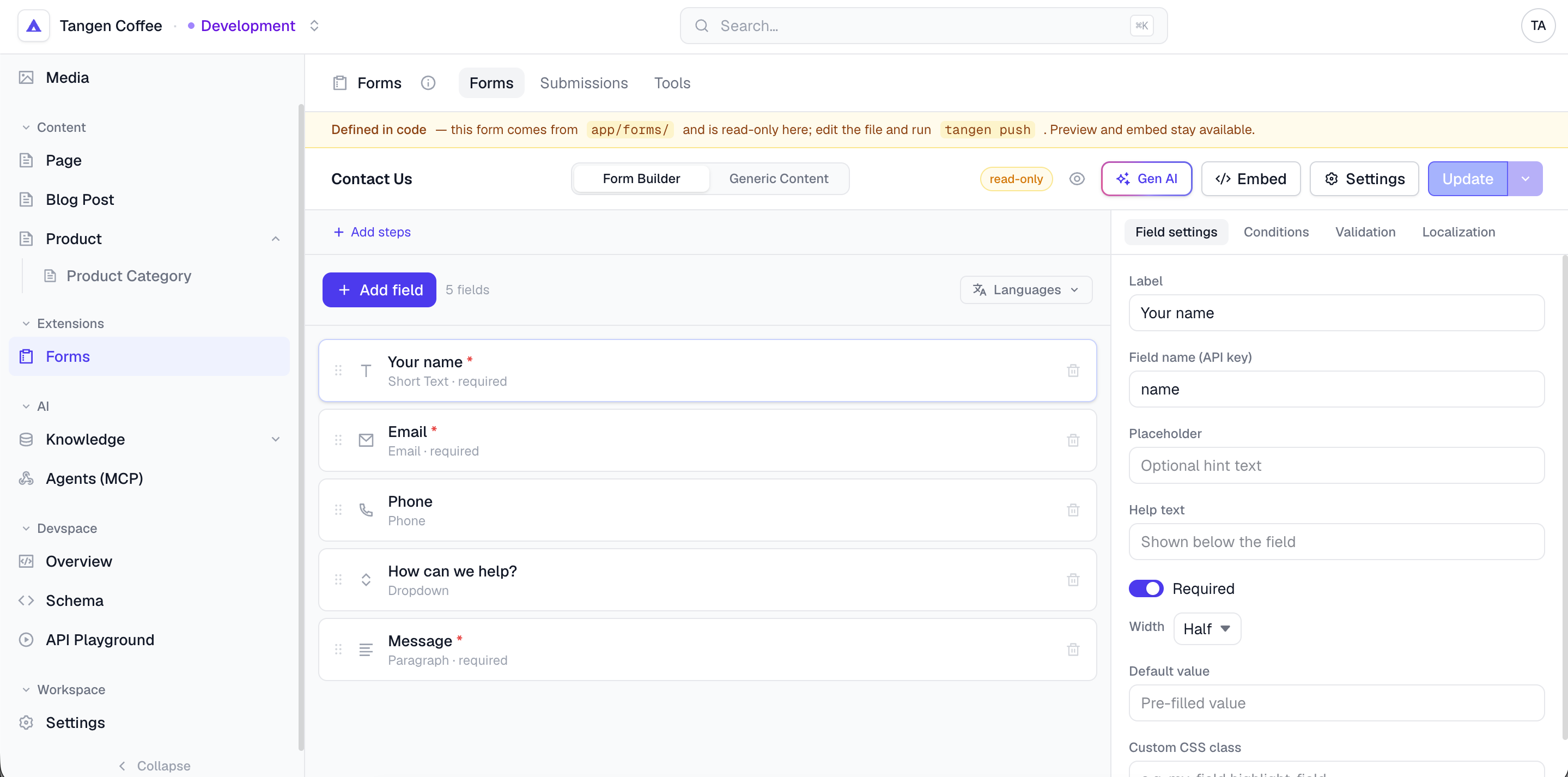 Form builder with logic and submissions