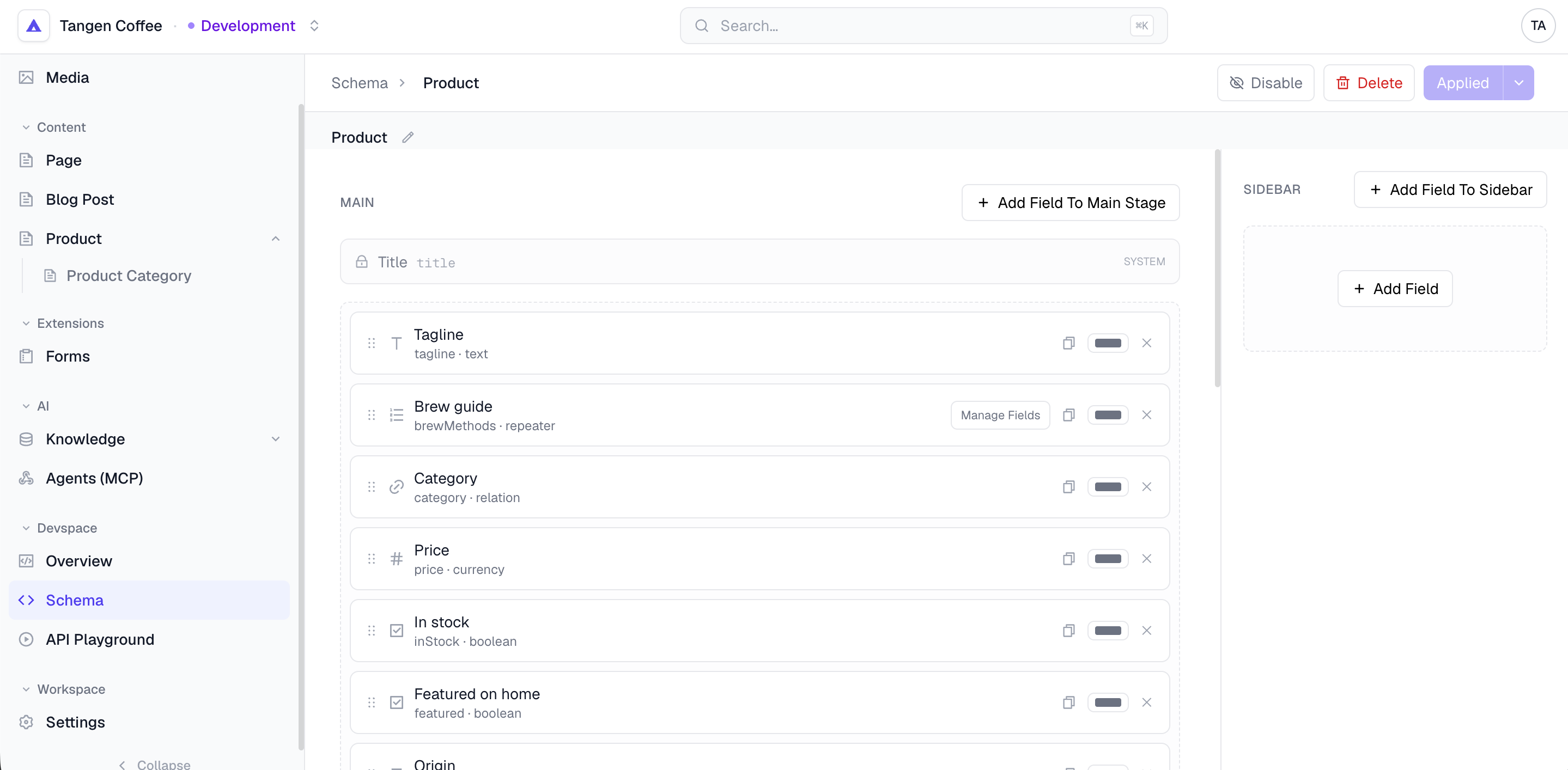 Visual schema builder