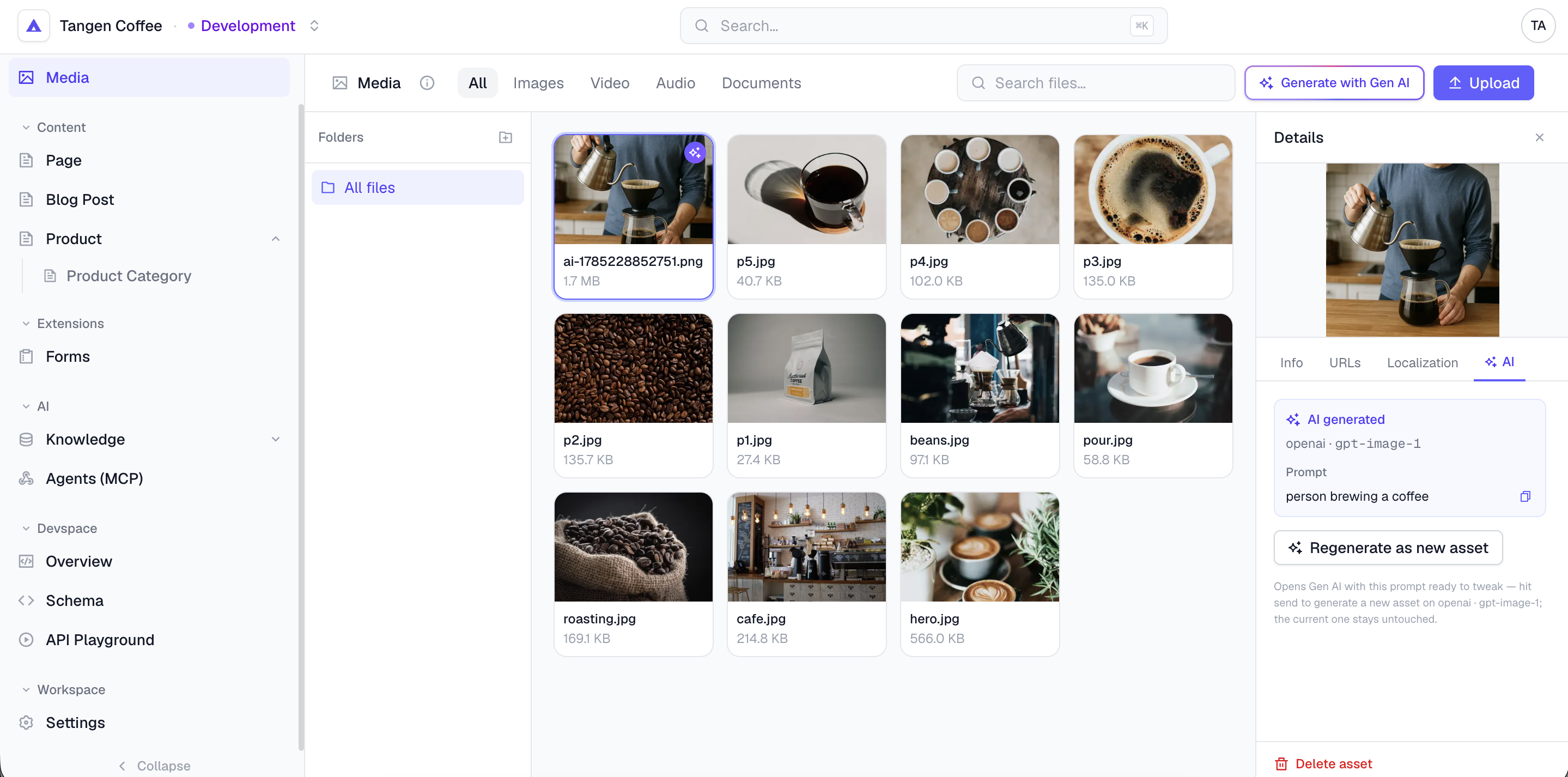 Media library with AI image generation